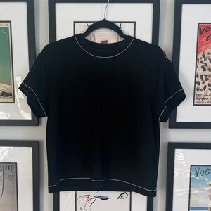 Black T-Shirt with White Stitching